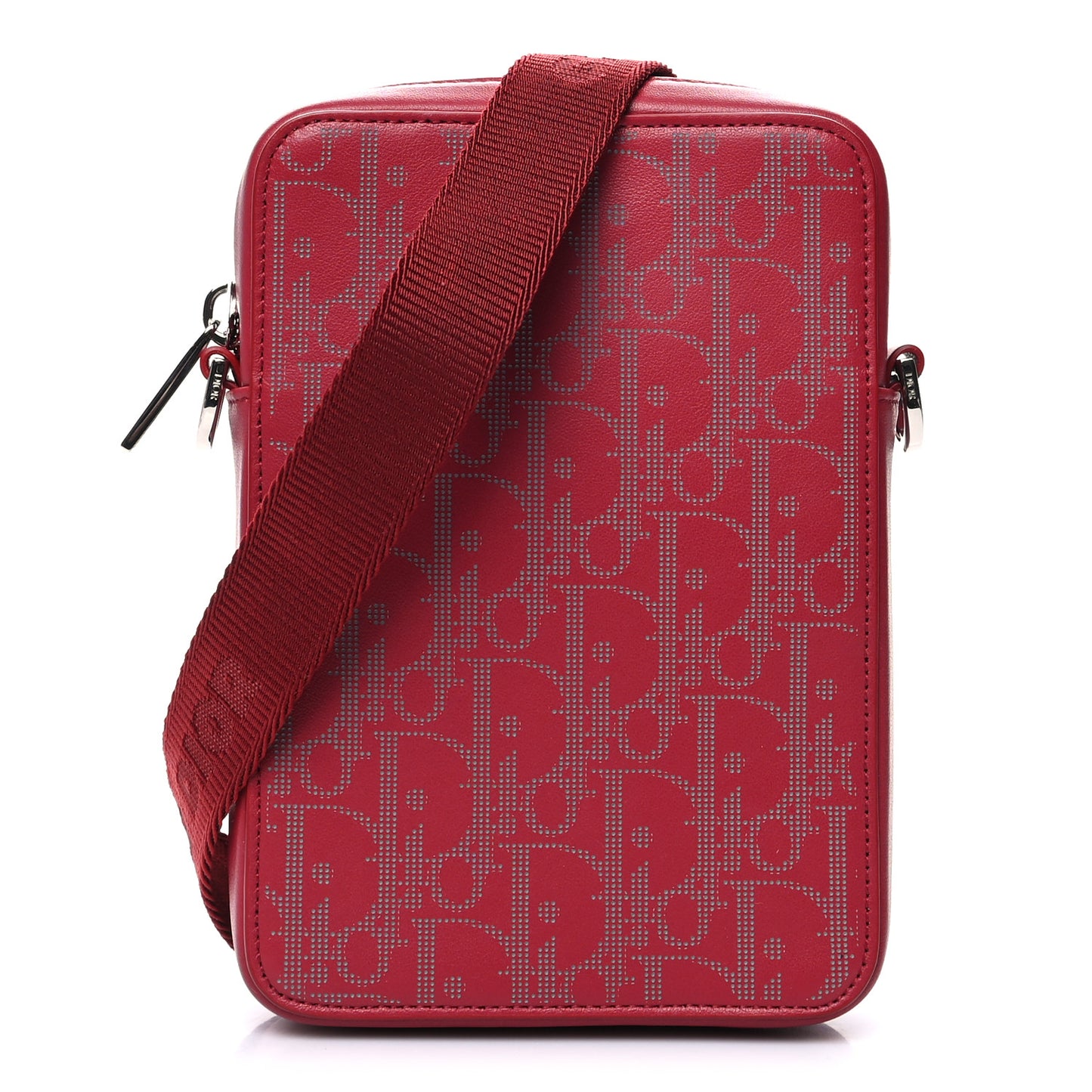 Calfskin Oblique Galaxy Perforated World Tour Messenger Pouch Red White