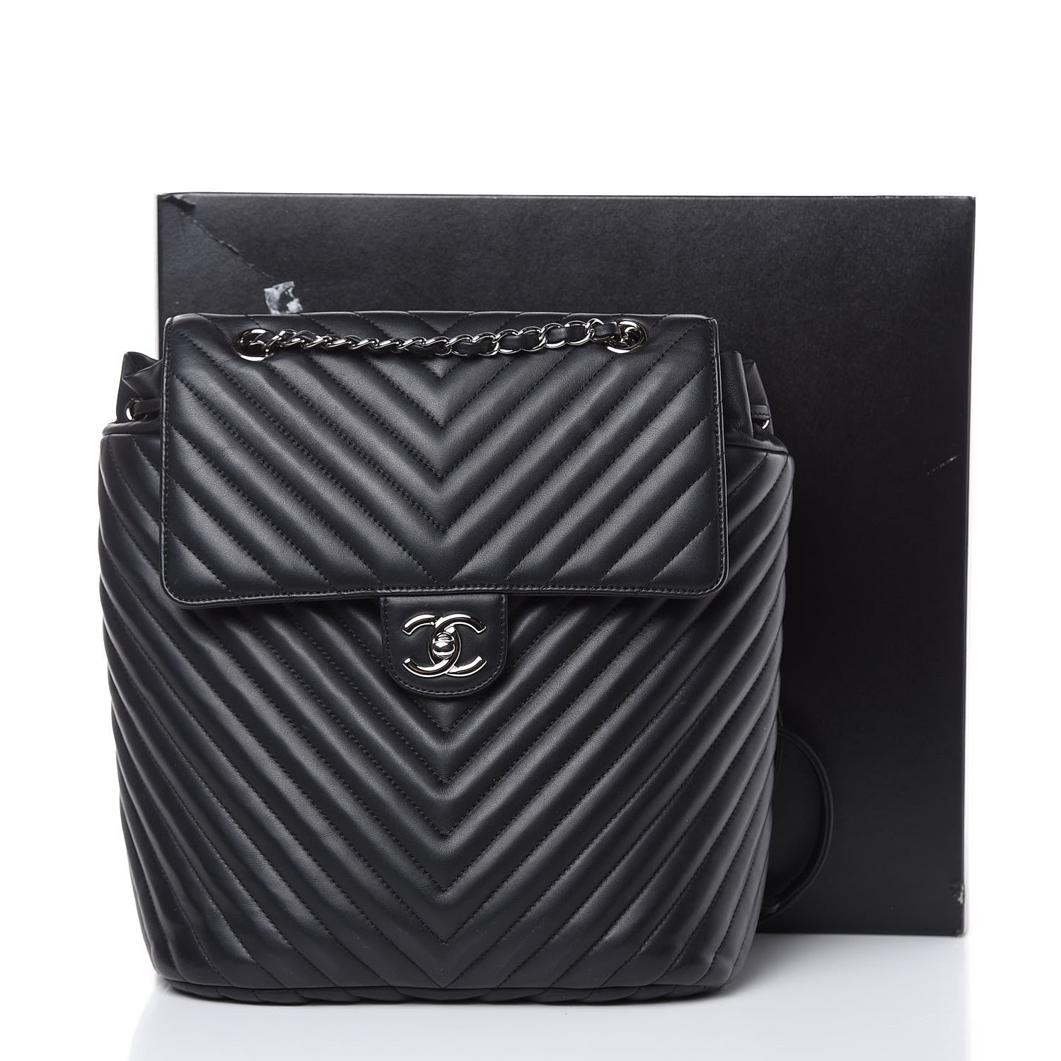 Chanel Calfskin Chevron Quilted Large Urban Spirit Backpack Black 17 of 17