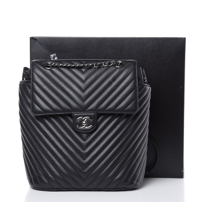 Chanel Calfskin Chevron Quilted Large Urban Spirit Backpack Black 17 of 17