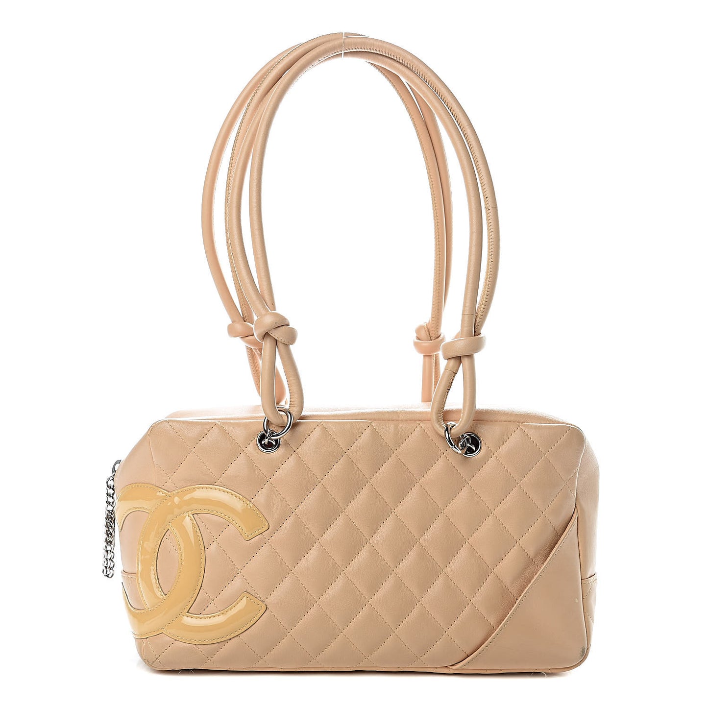 Calfskin Quilted Cambon Quilted Large Bowler Beige
