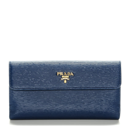 Prada Vitello Move Continental Flap Wallet Bleuette 1 of 6