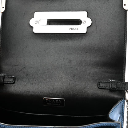 Prada Metallic Vitello Saffiano Cahier Bag Denim Black 7 of 11