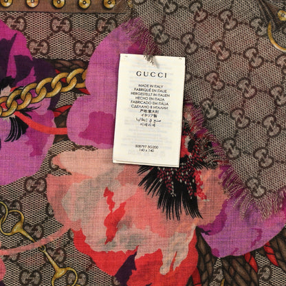 Gucci Wool Jacquard GG Monogram Big Panshie Fringe Shawl Roseate Beige 4 of 4