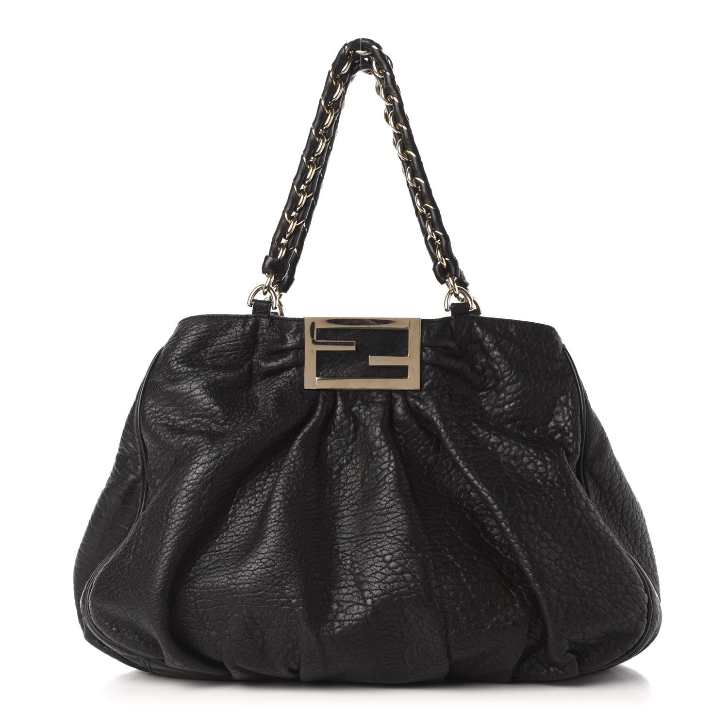 Fendi Crinkled Lambskin Mia Tote Black 1 of 11