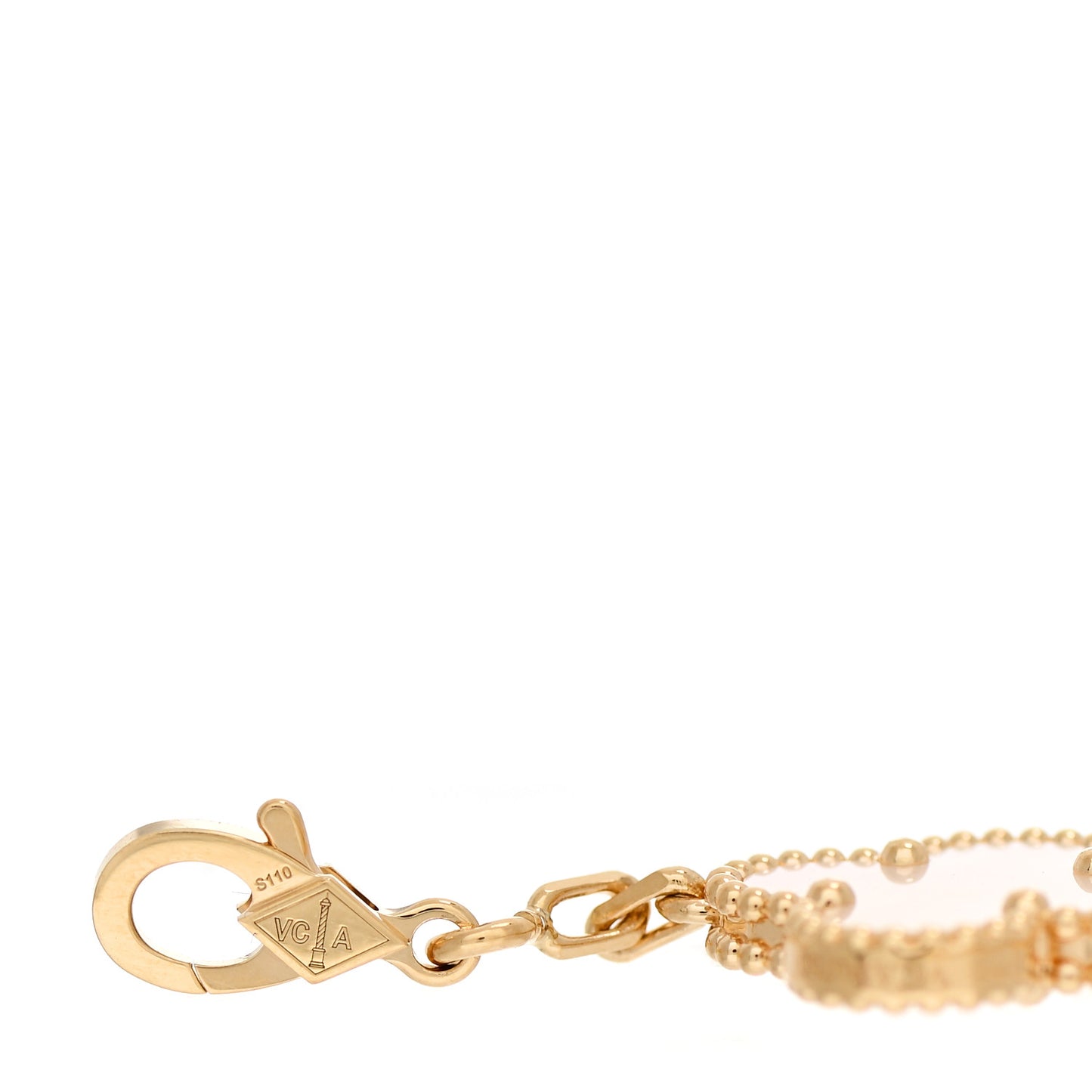 18K Yellow Gold Mother of Pearl 5 Motifs Vintage Alhambra Bracelet
