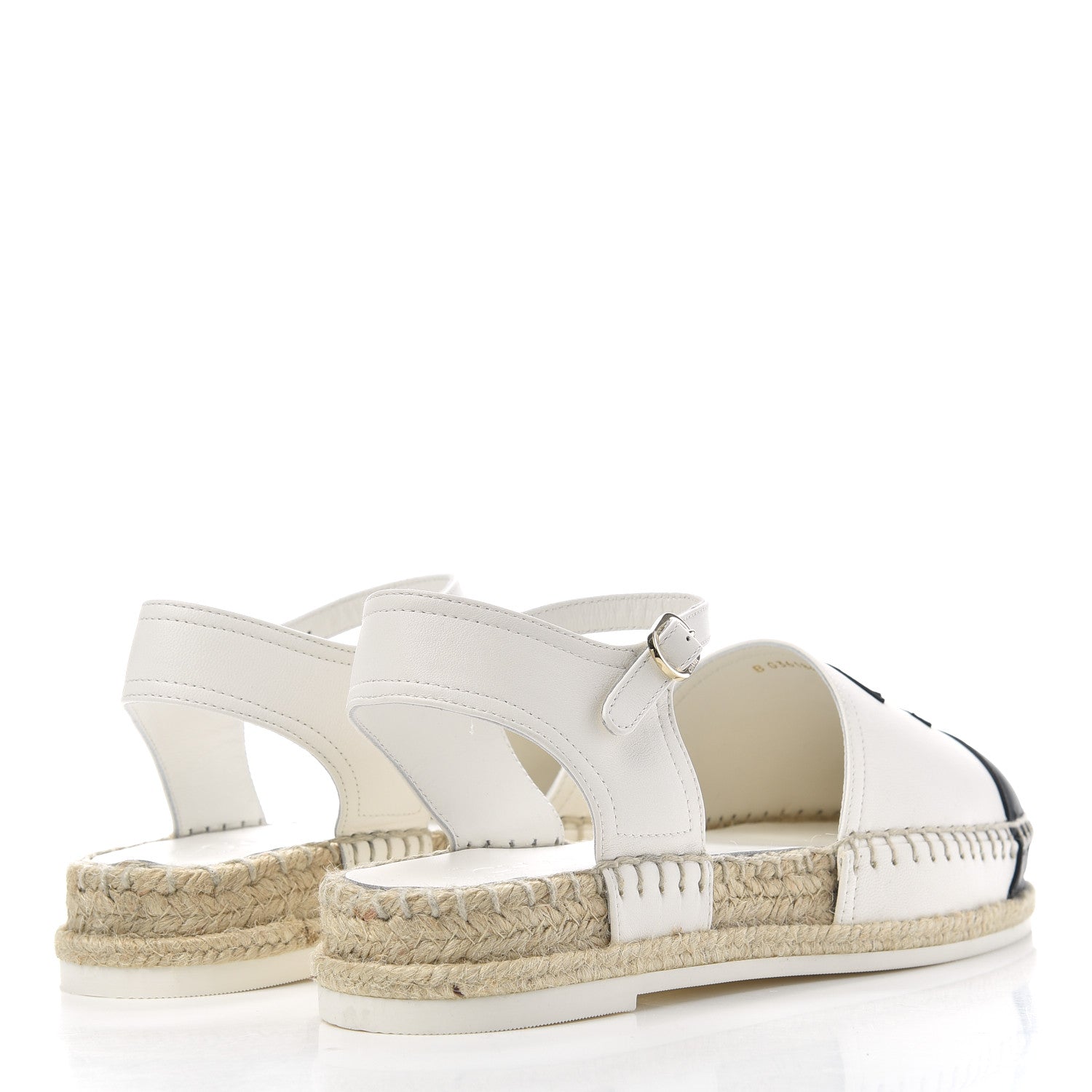 Chanel Lambskin Cap Toe CC Espadrille Sandals 38 Black White 4 of 11
