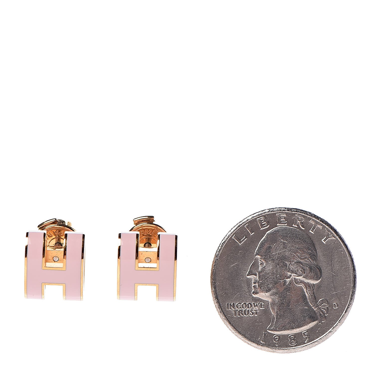 Hermes Gold Lacquered Pop H Earrings Rose Dragee 2 of 5