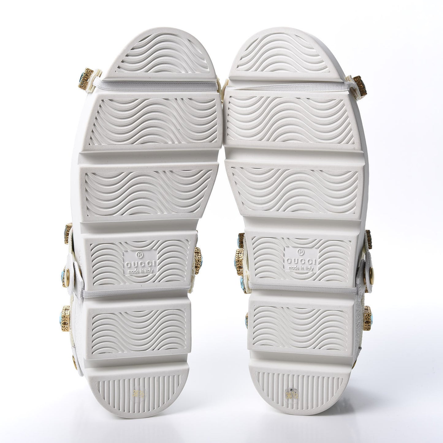 Calfskin Removable Crystals Bee Embroidered Womens Ace Platform Sneakers 36.5 White