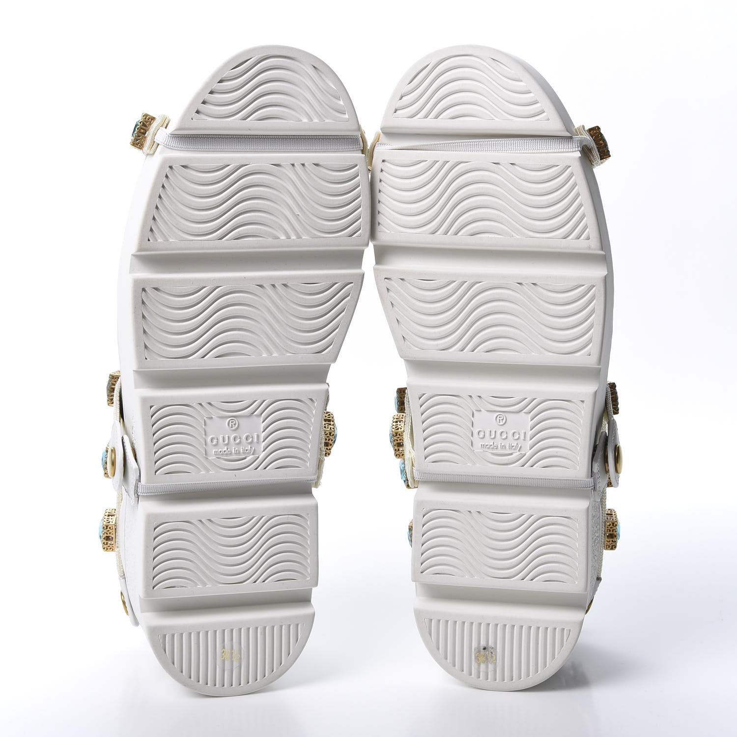 Gucci Calfskin Removable Crystals Bee Embroidered Womens Ace Platform Sneakers 36.5 White 9 of 11