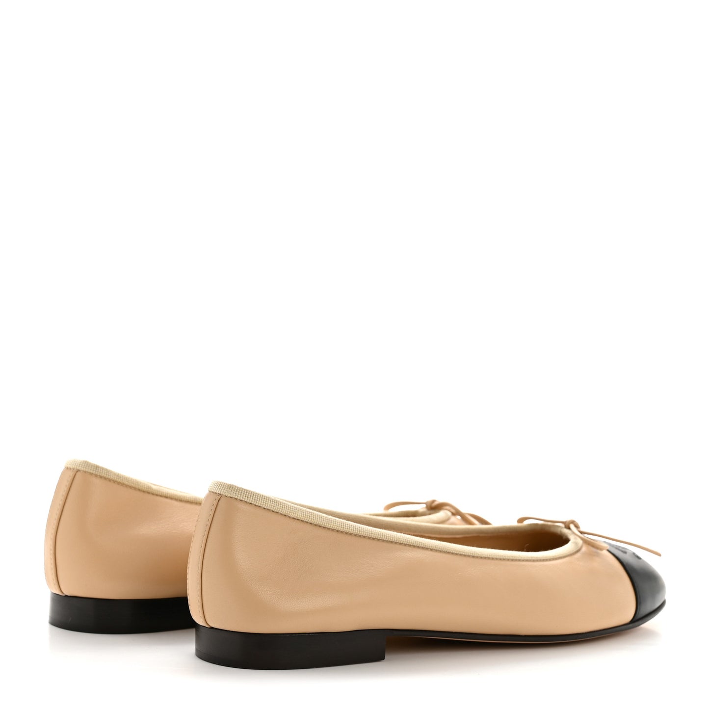 Lambskin Cap Toe CC Ballerina Flats 39 Beige Black