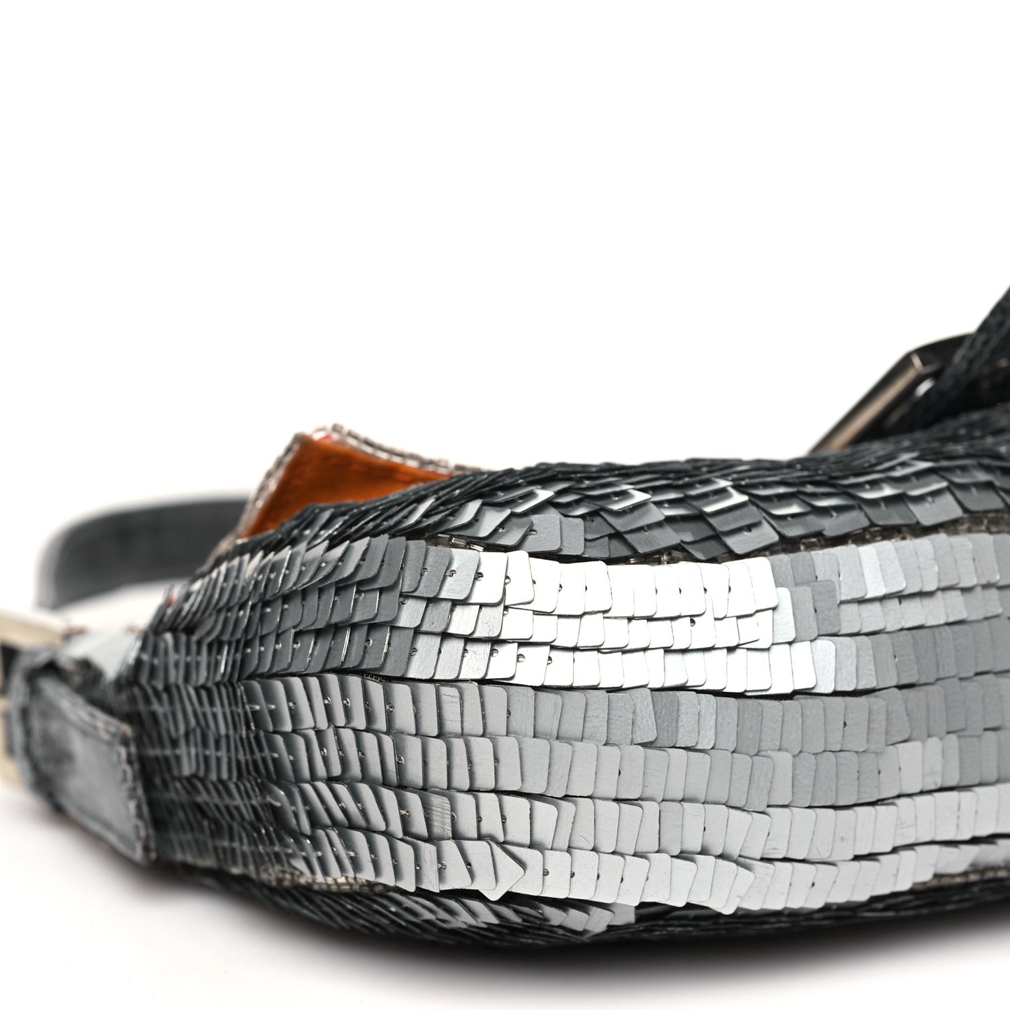 Sequin Beaded Lizard Baguette Silver Orange