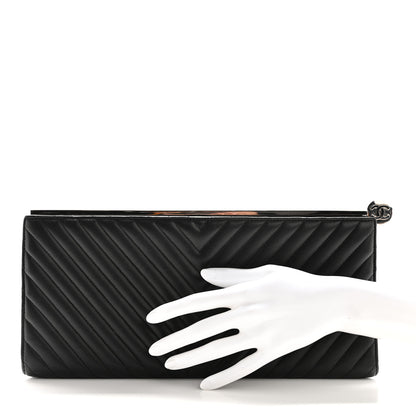 Chanel Lambskin Chevron Evening Clutch Black 2 of 8