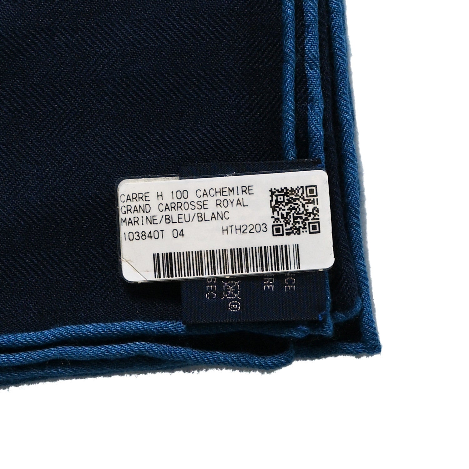 Hermes Cashmere Silk Grand Carrosse Royal Scarf 100 Marine Bleu White 3 of 4