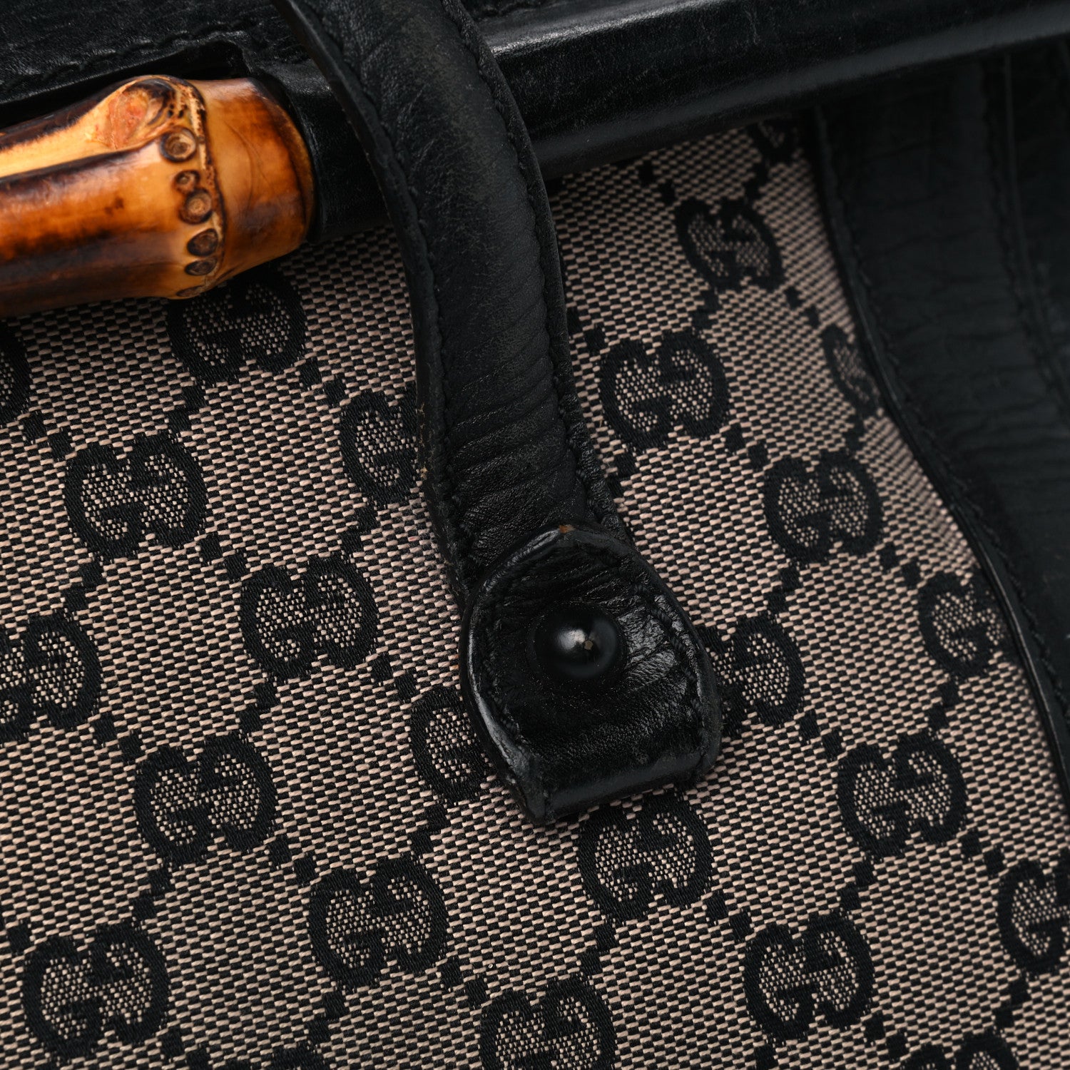 Gucci Monogram Bamboo Bullet Handbag Black 14 of 16