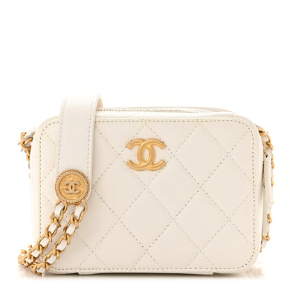 Chanel Caviar Quilted Twist Your Buttons Clutch With Chain White 1 of 14