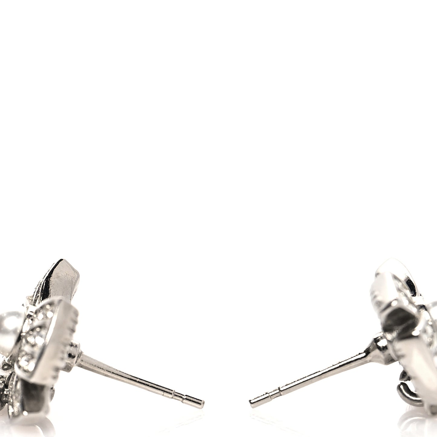 Crystal CC Bow Drop Earrings Silver