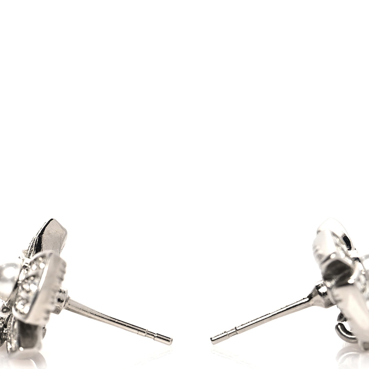 Chanel Crystal CC Bow Drop Earrings Silver 3 of 4