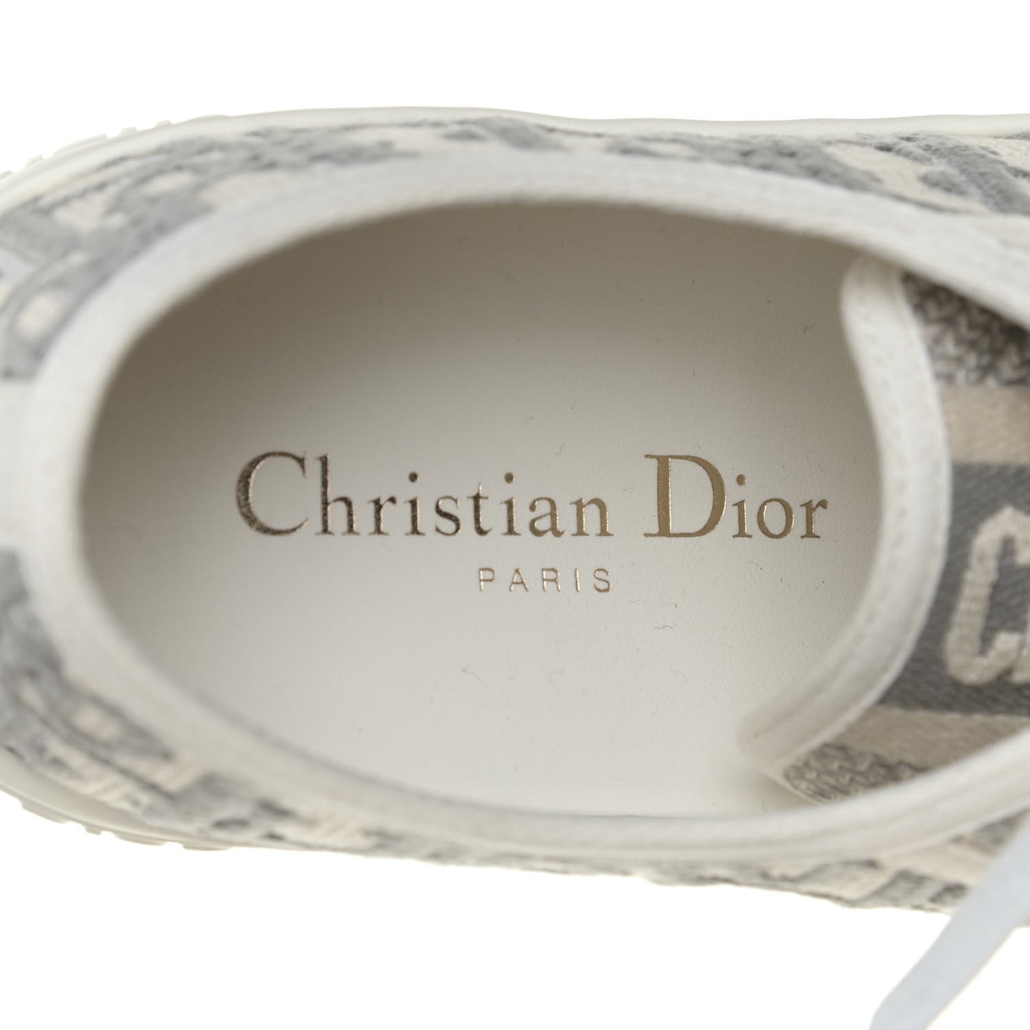 Canvas Oblique Walk'N'Dior Low Top Sneakers 36.5 Grey Stone