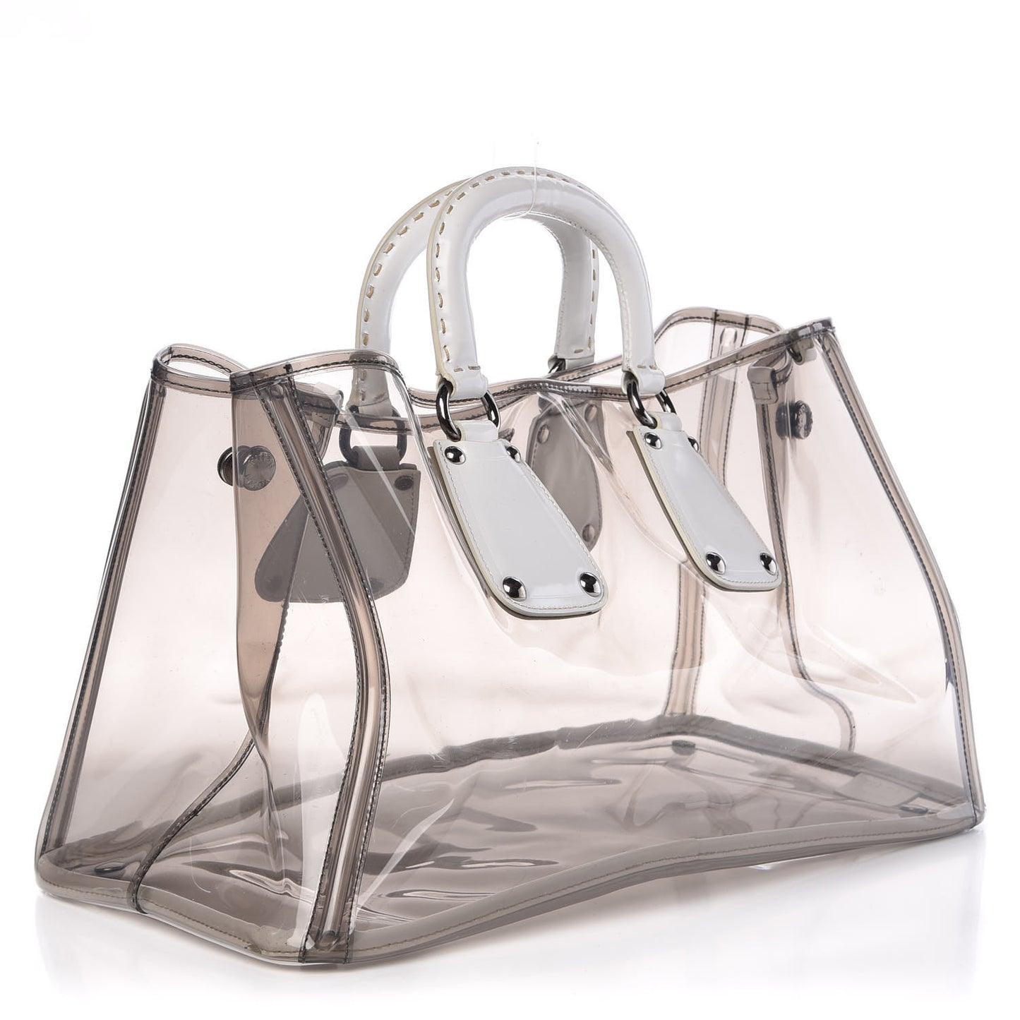 Vinyl Calfskin Tote Transparent White
