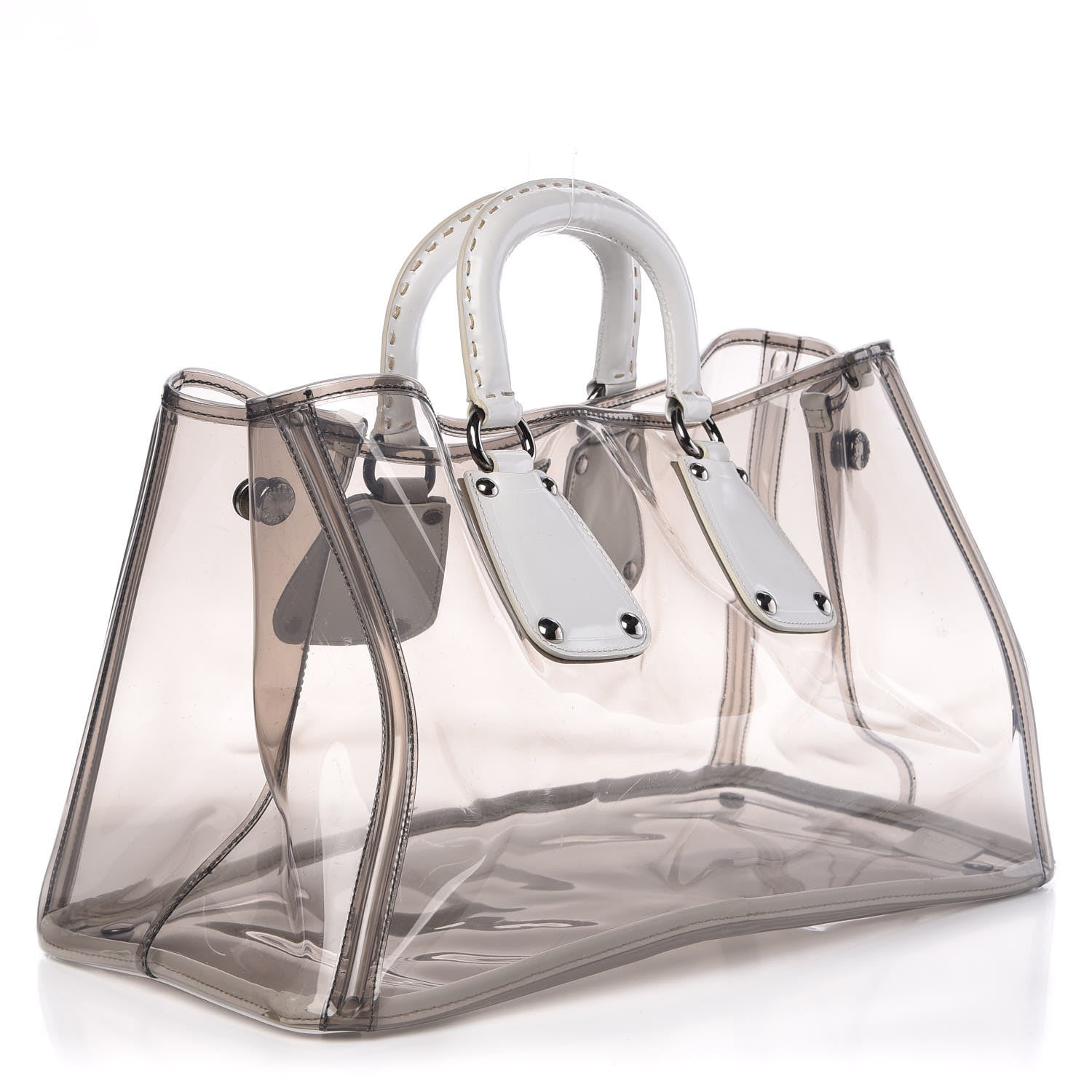 Prada Vinyl Calfskin Tote Transparent White 4 of 20