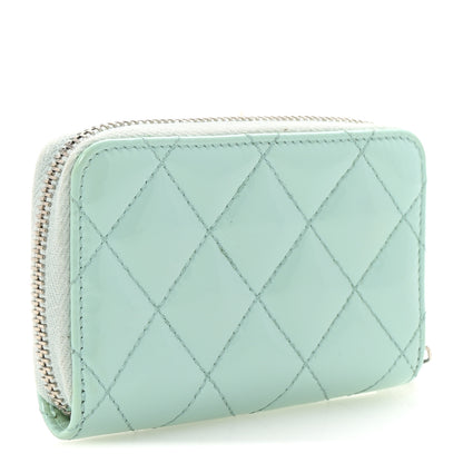 Chanel Patent Calfskin Quilted Zip Coin Purse Light Green 6 of 16