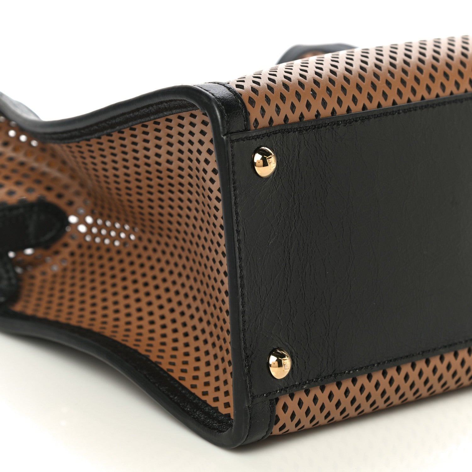 Fendi Vitello Liberty Glossy Lambskin Perforated Medium Peekaboo X-Lite Sand Mimosa Black 9 of 10