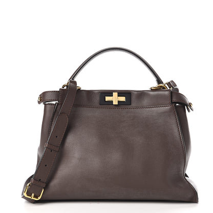 Fendi Vitello Seta Shiny Nappa Medium Peekaboo Iconic Satchel Moresco Rosa Doll 2 of 15