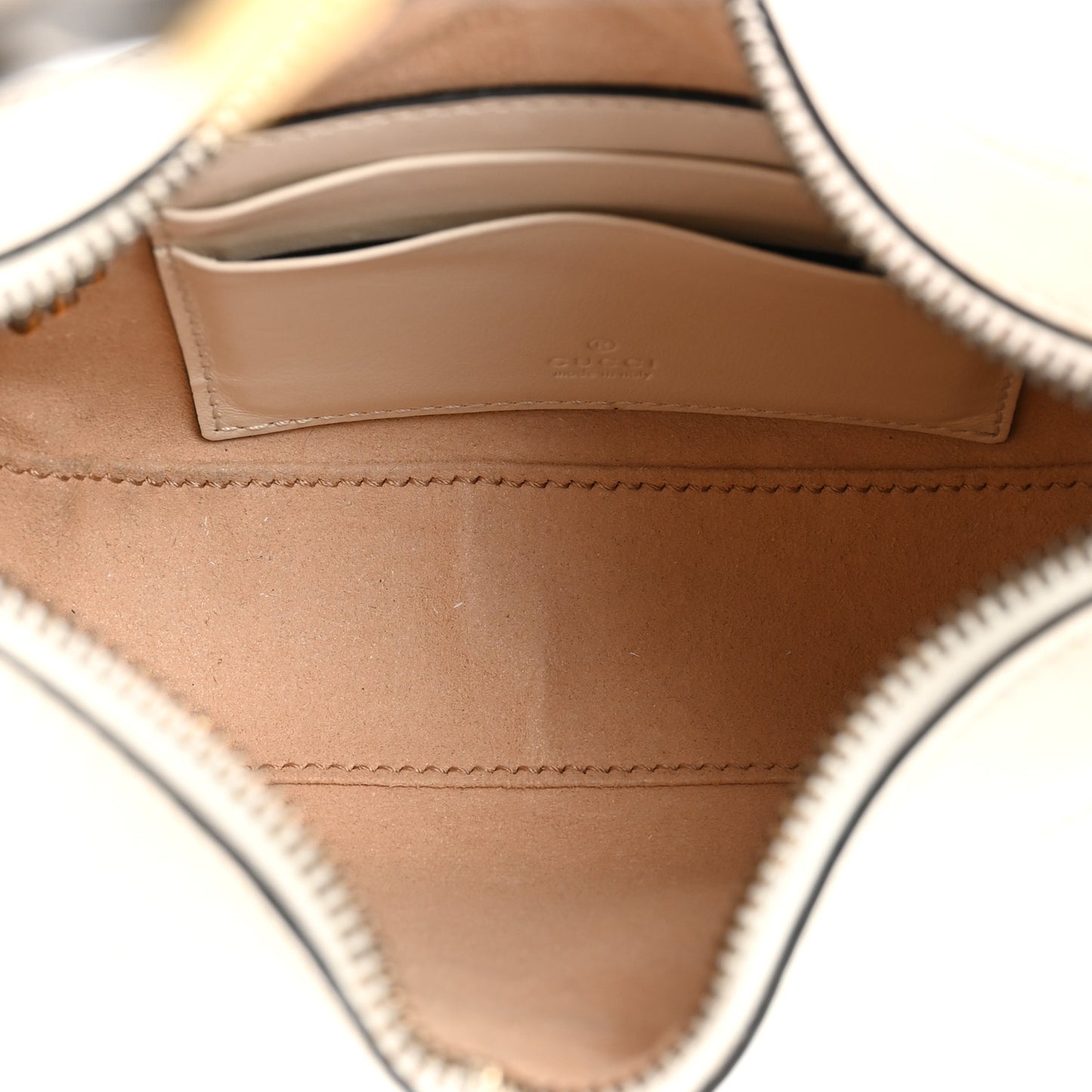Calfskin Matelasse Chevron Mini GG Marmont Half Moon Hobo Mystic White