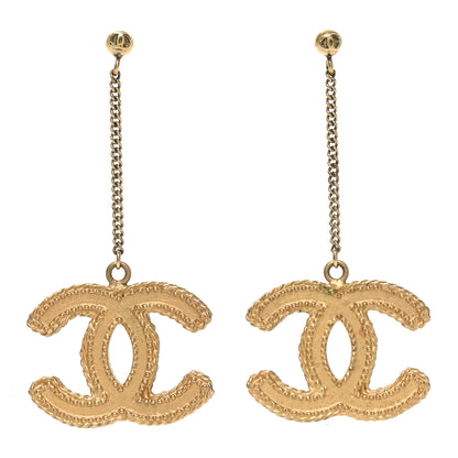 Chanel CC Drop Earrings Matte Gold 1 of 4