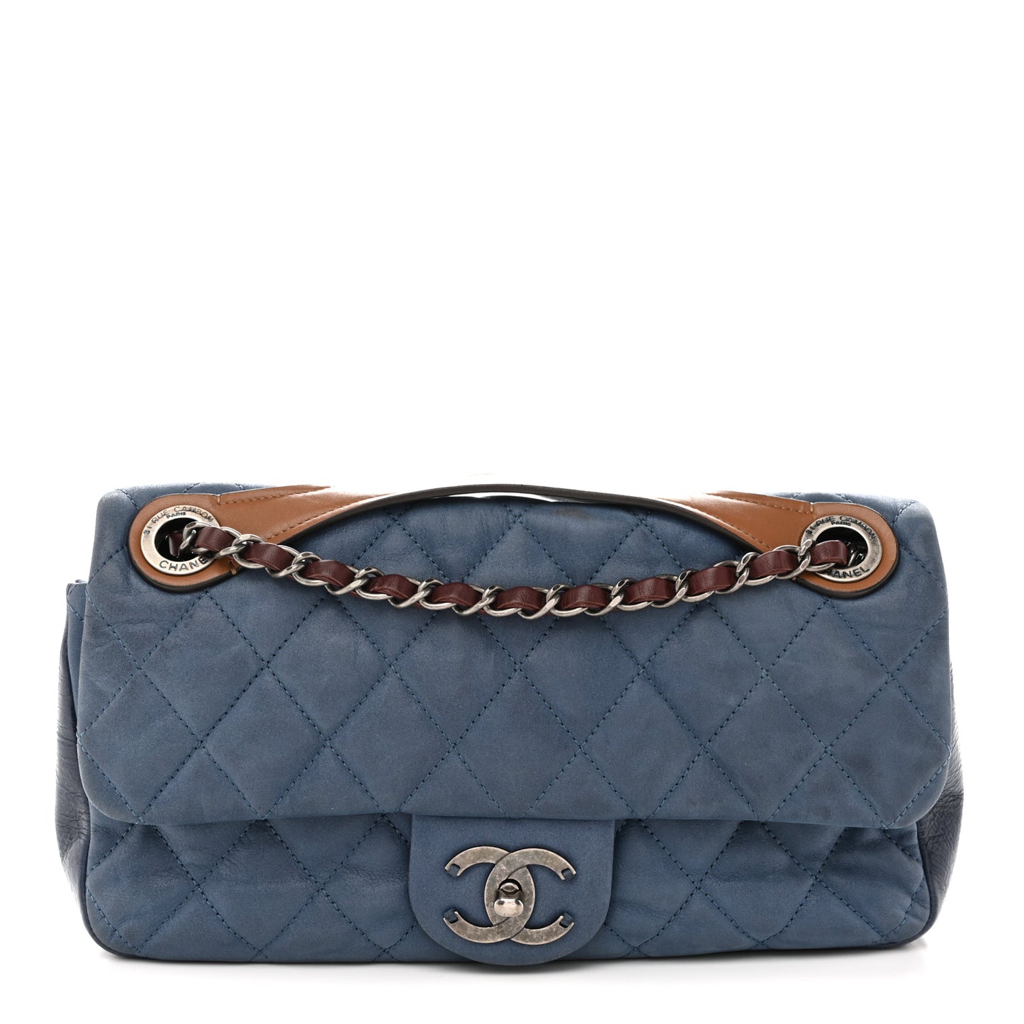 Iridescent Calfskin Medium In The Mix Flap Blue