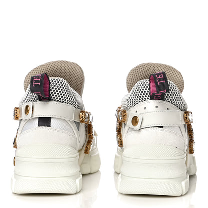 Gucci X SEGA Mesh Calfskin Suede Removable Crystals Womens Flashtrek Sneakers 38.5 Great White 7 of 15