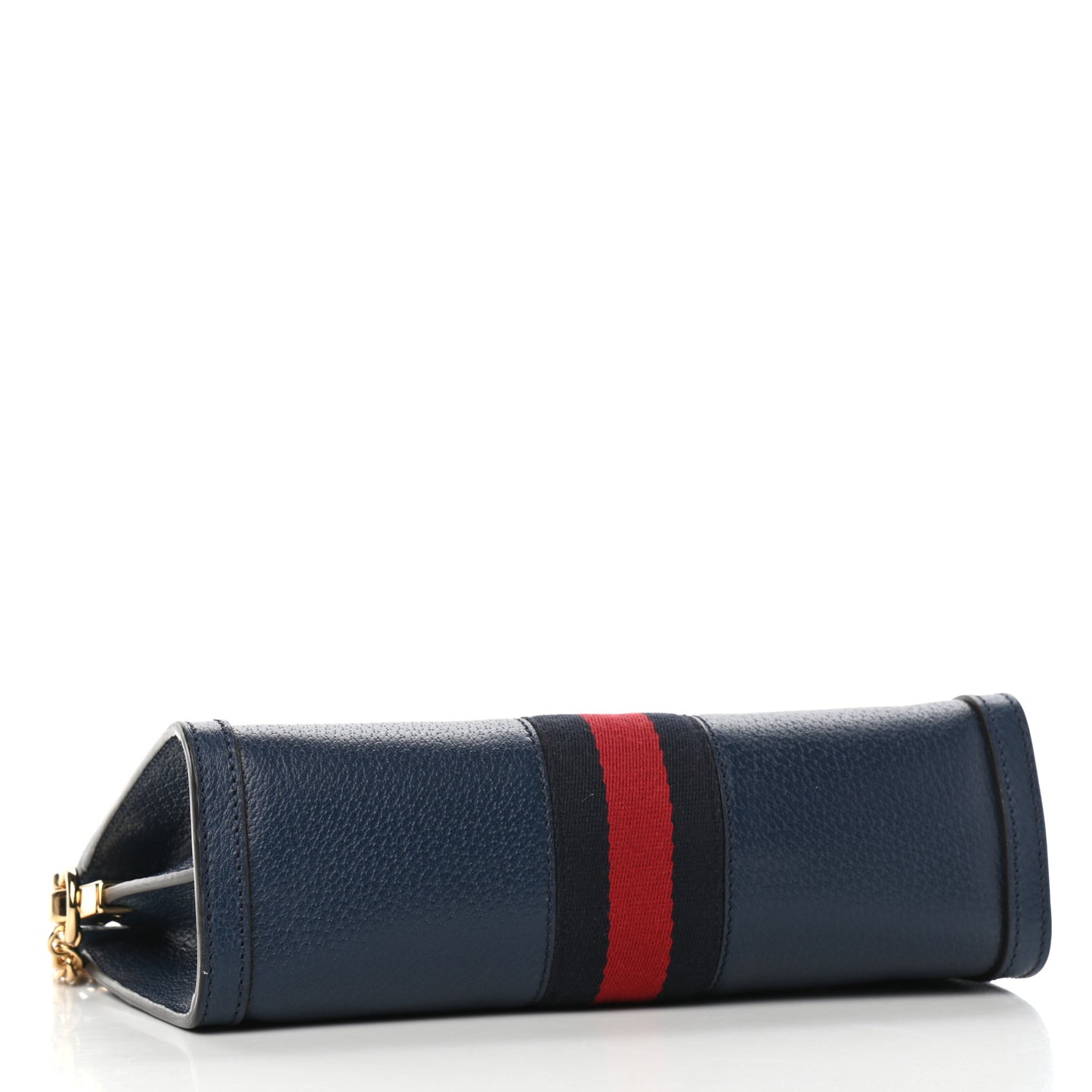 Textured Calfskin Web Small Ophidia Chain Shoulder Bag Blue Agata