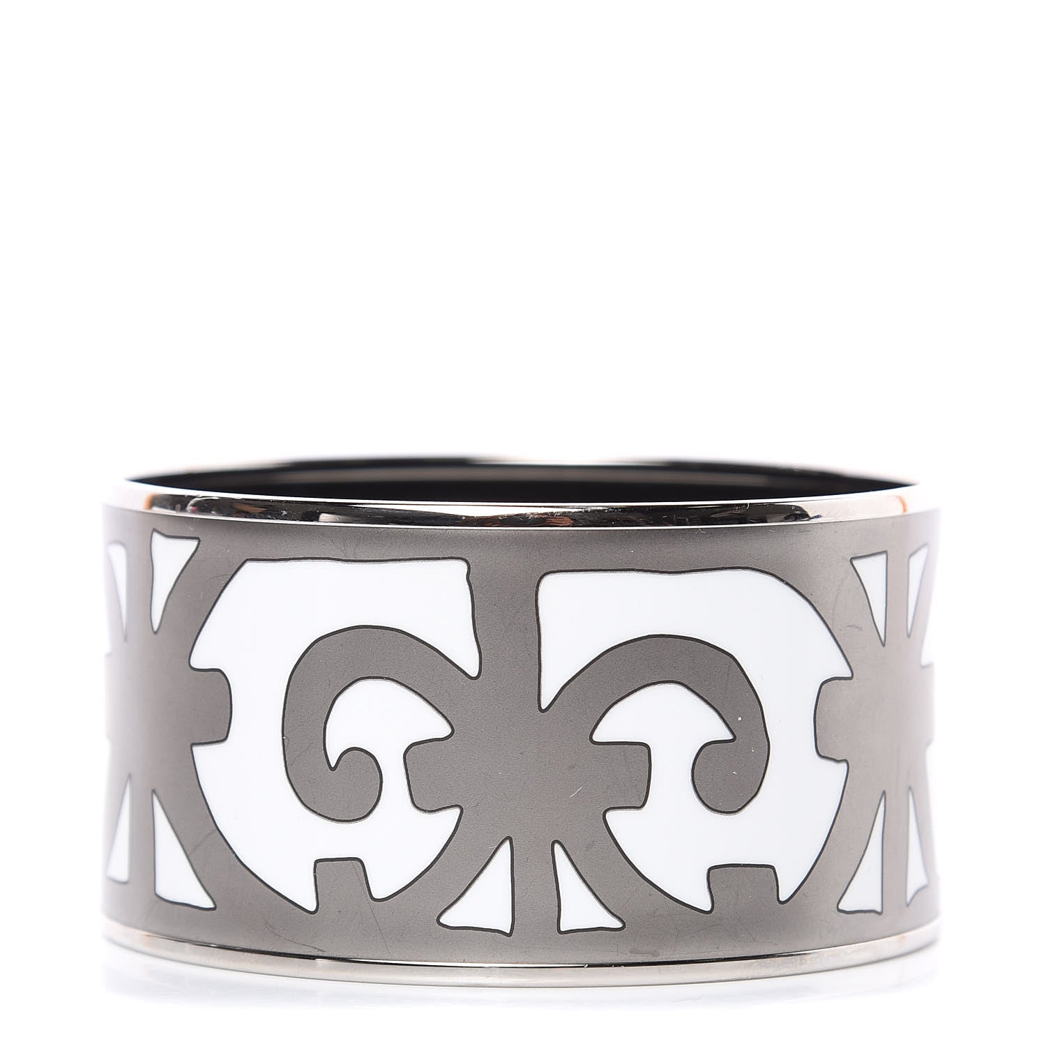 Hermes Enamel Printed Extra Wide Balcons du Guadalquivir Bracelet 70 Silver 1 of 5