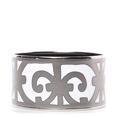 Hermes Enamel Printed Extra Wide Balcons du Guadalquivir Bracelet 70 Silver 1 of 5