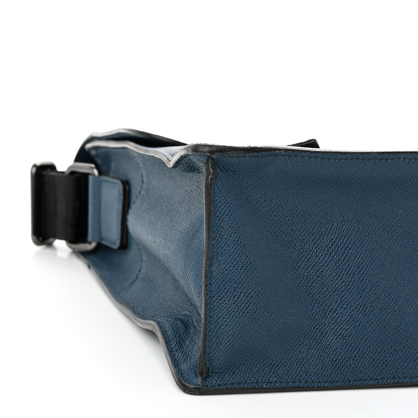 London Grainy Calfskin Rivendale Messenger Bag Blue