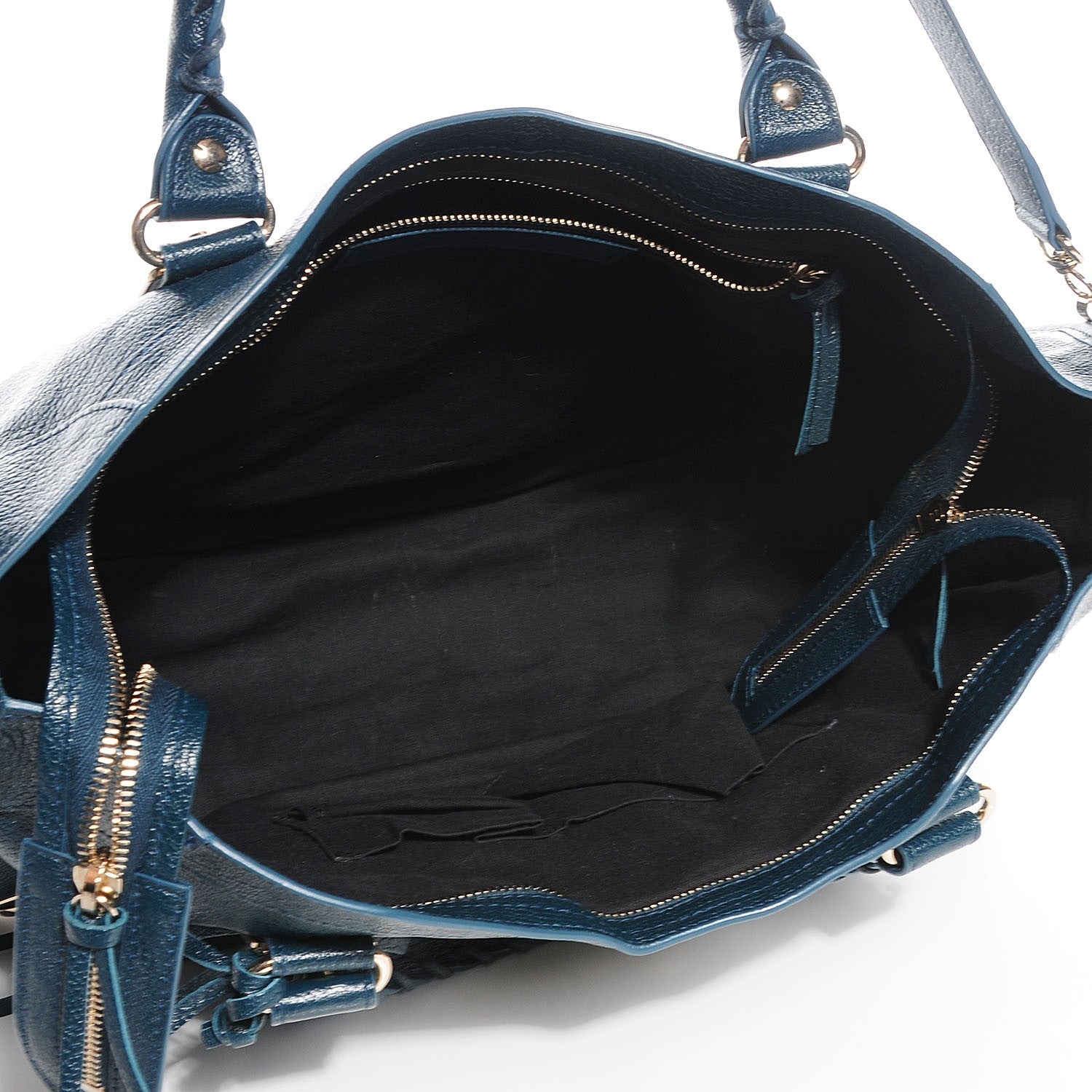Balenciaga Chevre Gold Metallic Edge Hardware City Bleu Paon 5 of 14