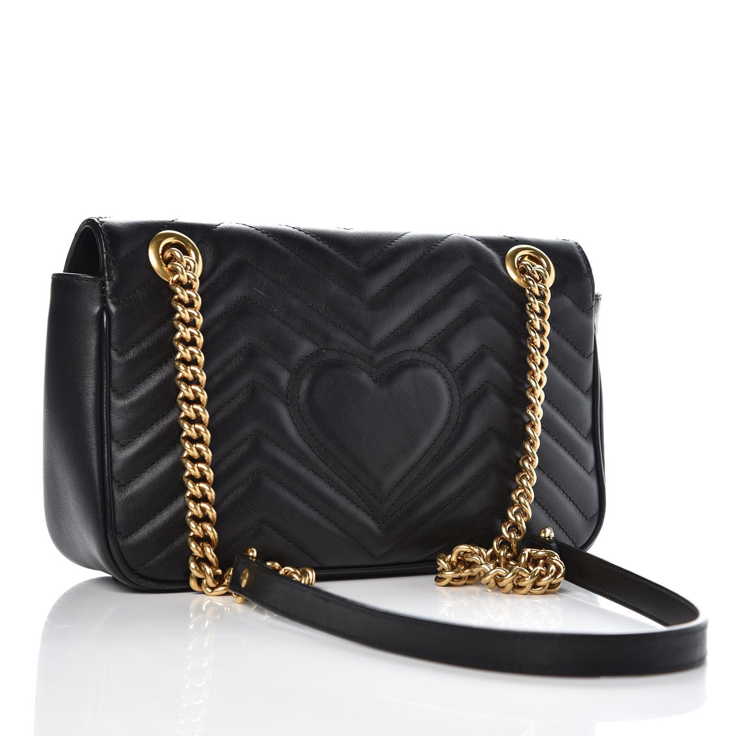 Calfskin Matelasse Small GG Marmont Shoulder Bag Black