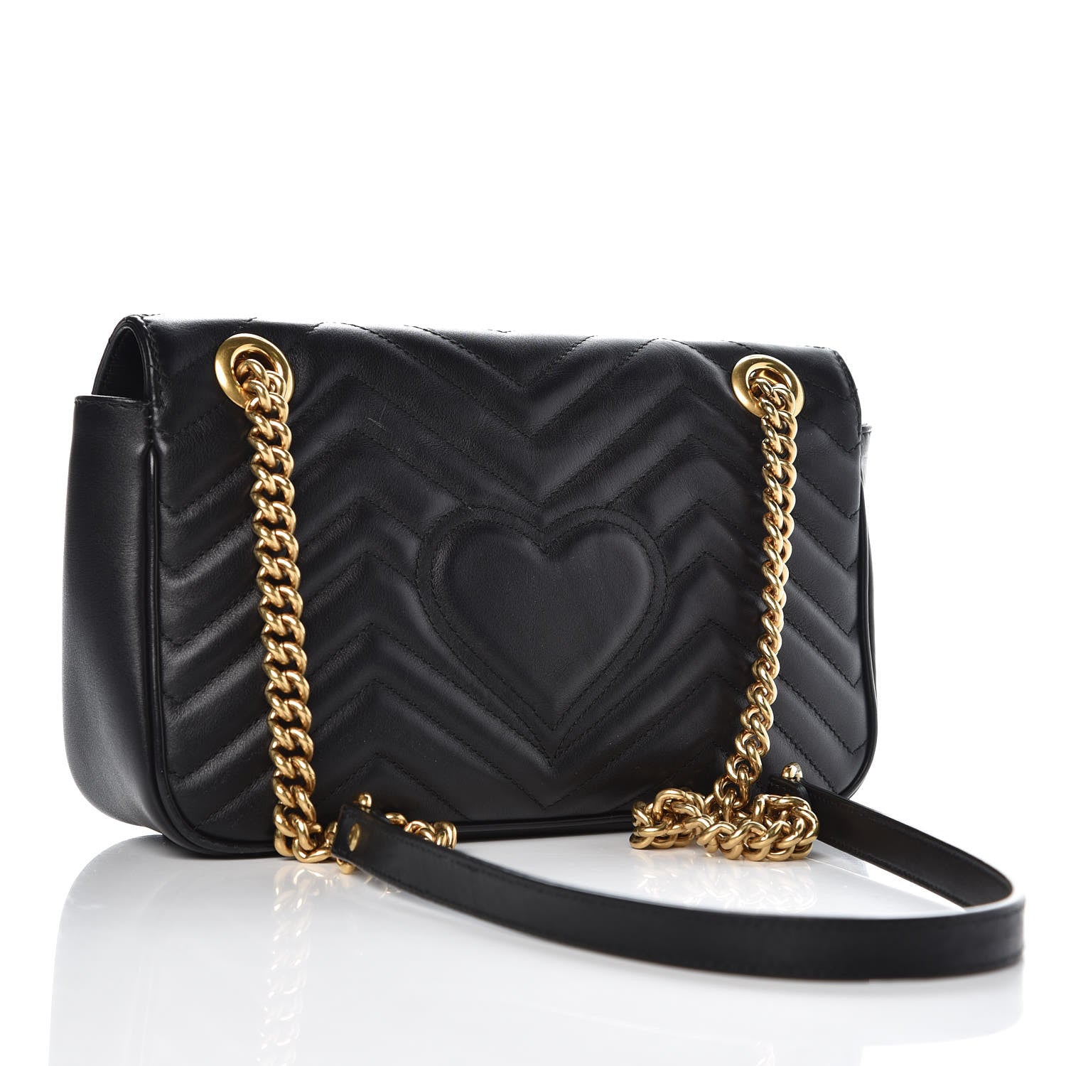 Gucci Calfskin Matelasse Small GG Marmont Shoulder Bag Black 3 of 10