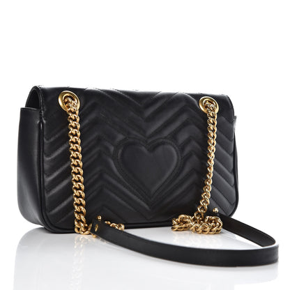 Gucci Calfskin Matelasse Small GG Marmont Shoulder Bag Black 3 of 10