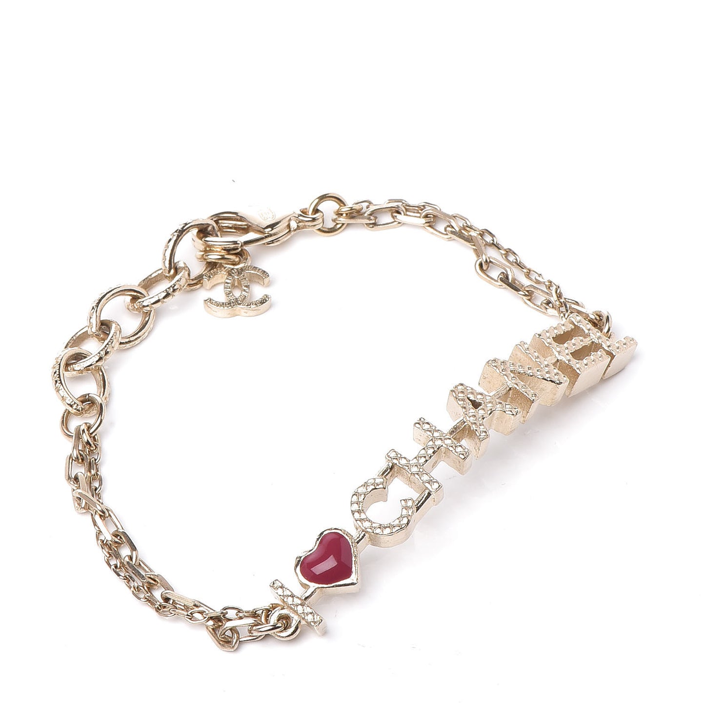 Quilted I Heart Logo Bracelet Gold