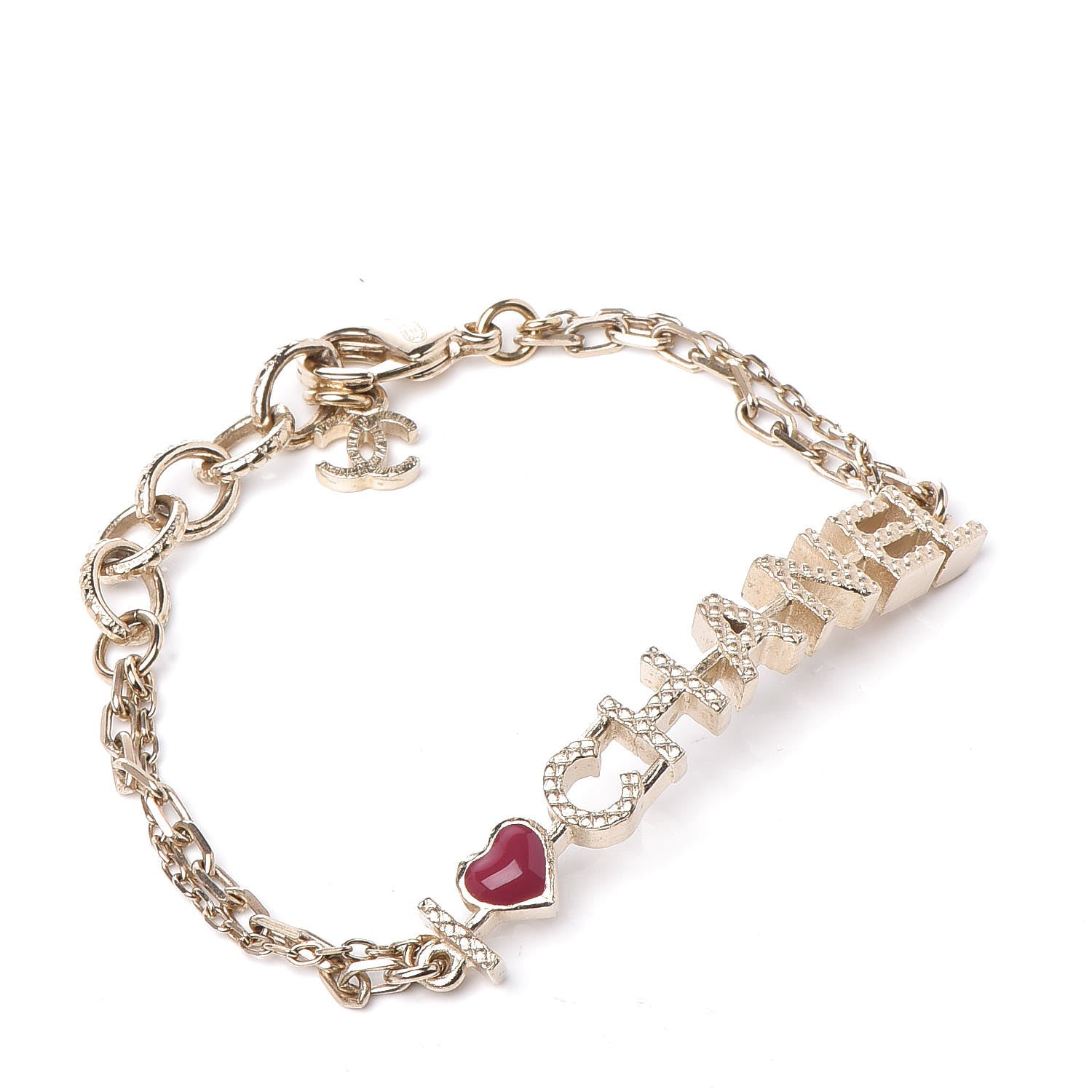 Chanel Quilted I Heart Logo Bracelet Gold 1 of 7