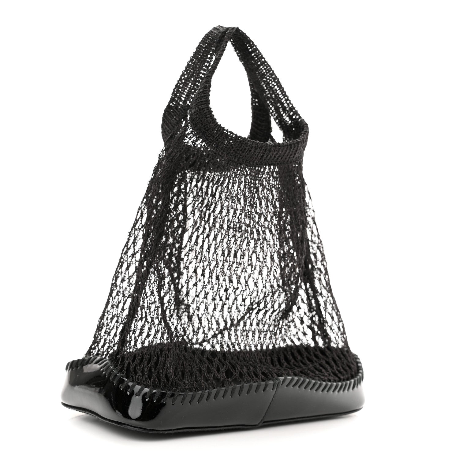 Prada Tessuto Mesh Patent Rete Bag Black 3 of 9