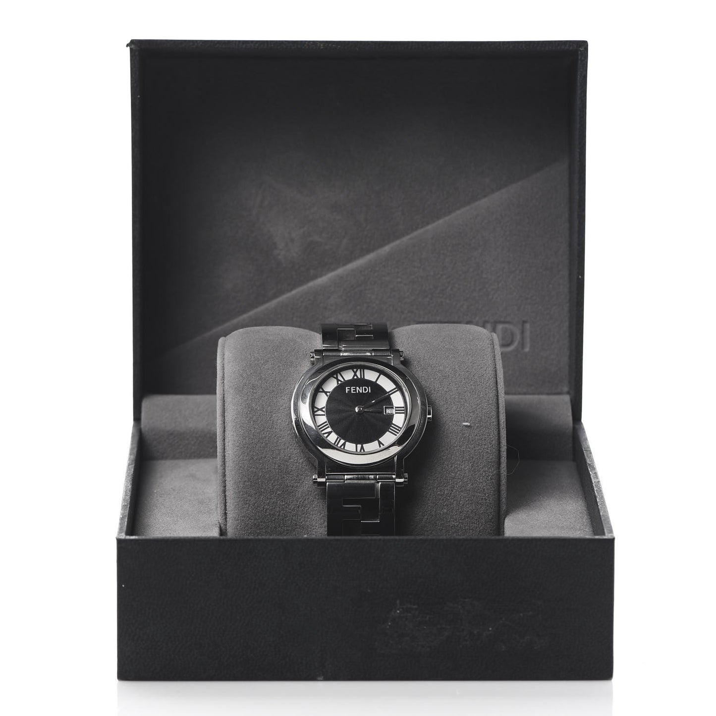 Stainless Steel 38mm Round Quadro Quartz Watch Black
