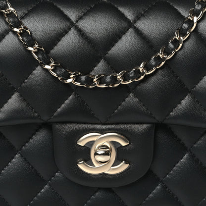 Chanel Lambskin Quilted Mini Top Handle Rectangular Flap Black 8 of 11
