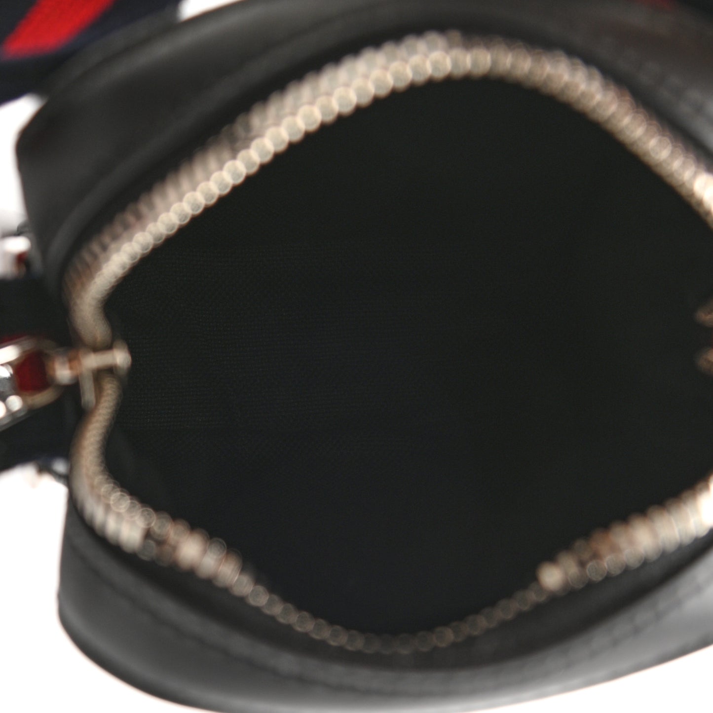 GG Supreme Monogram Appia Calfskin Web Small Camera Messenger Bag Black Grey