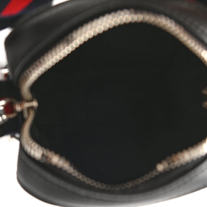 Gucci GG Supreme Monogram Appia Calfskin Web Small Camera Messenger Bag Black Grey 5 of 10