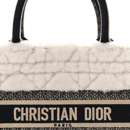 Christian Dior Shearling Cannage Small Book Tote Ecru Blue 8 of 11