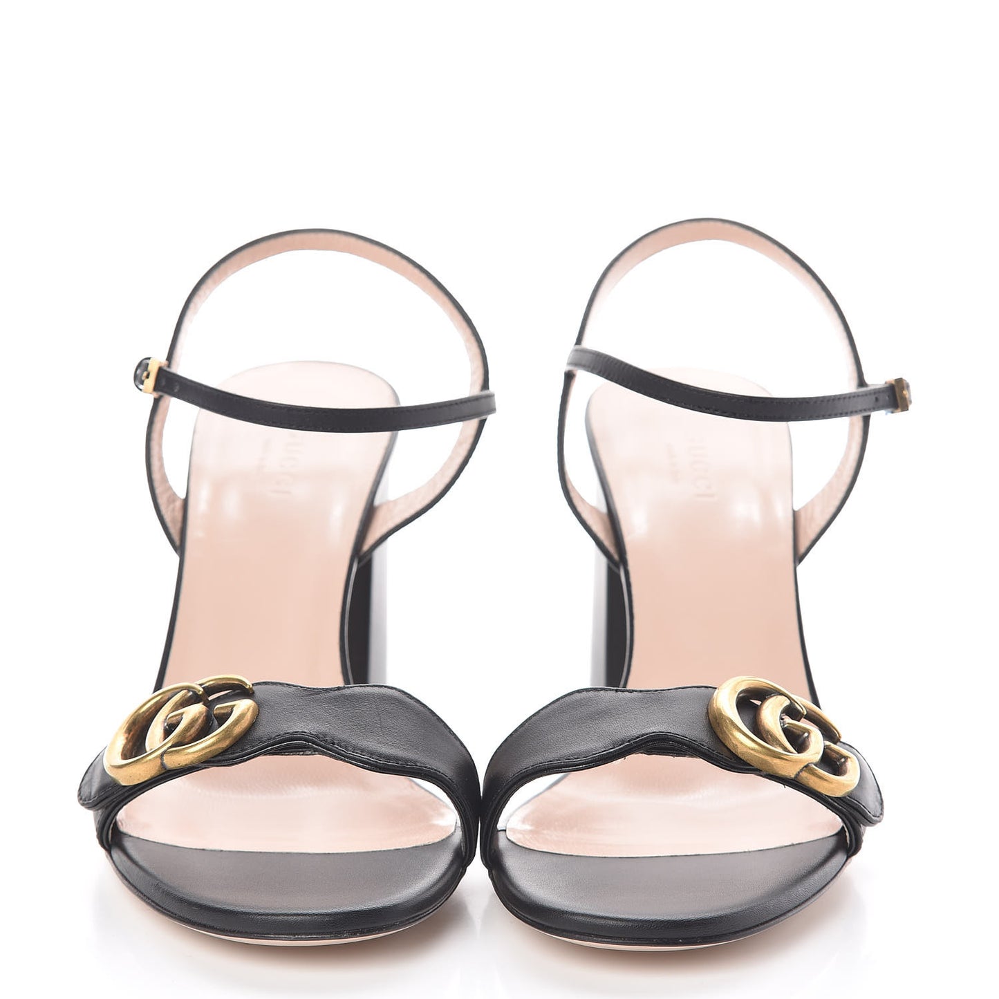 Lifford Calfskin GG Marmont Ankle Wrap 75mm Sandals 39 Black