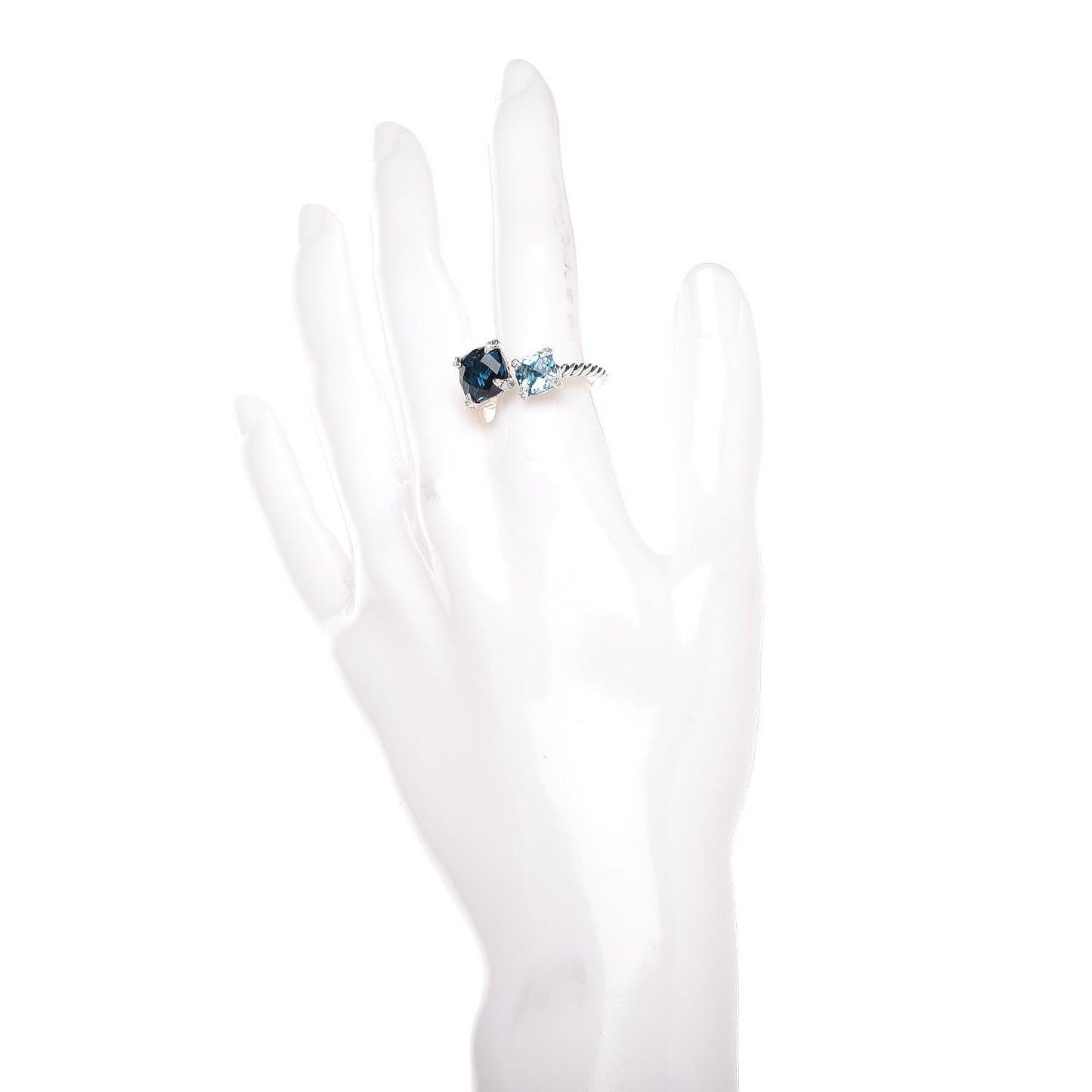 Sterling Silver Diamond Hampton Blue Topaz Chatelaine Bypass Ring 54 7