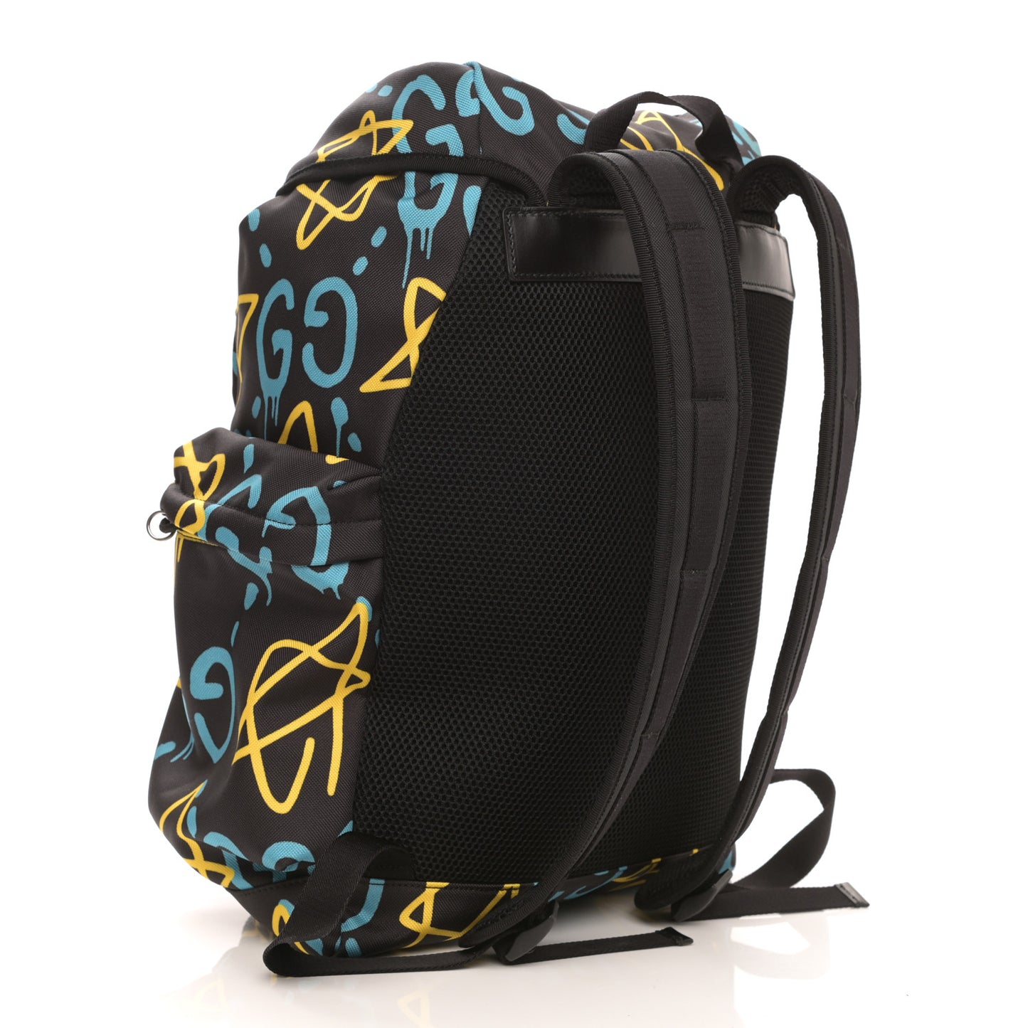 Techno Canvas GucciGhost Double Buckle Backpack Black New Acquamarine